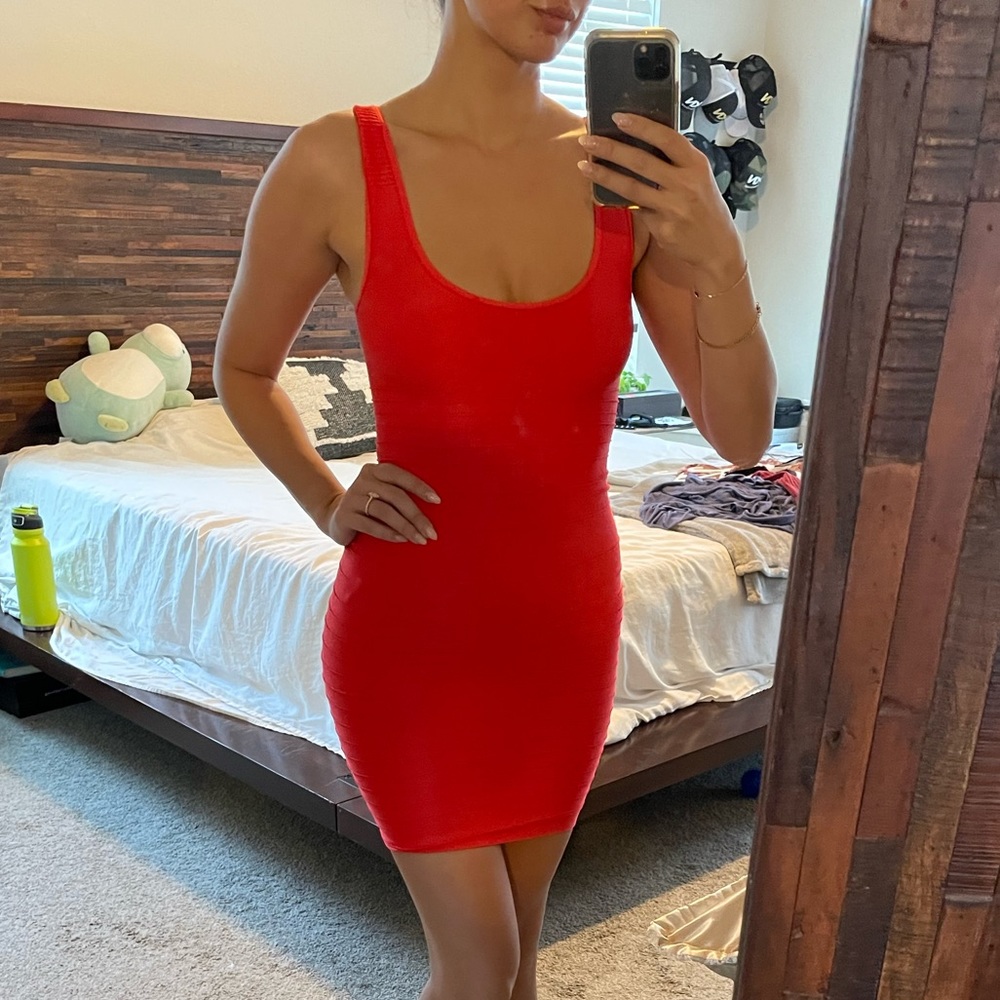 Red Bebe Bodycon Mini Dress